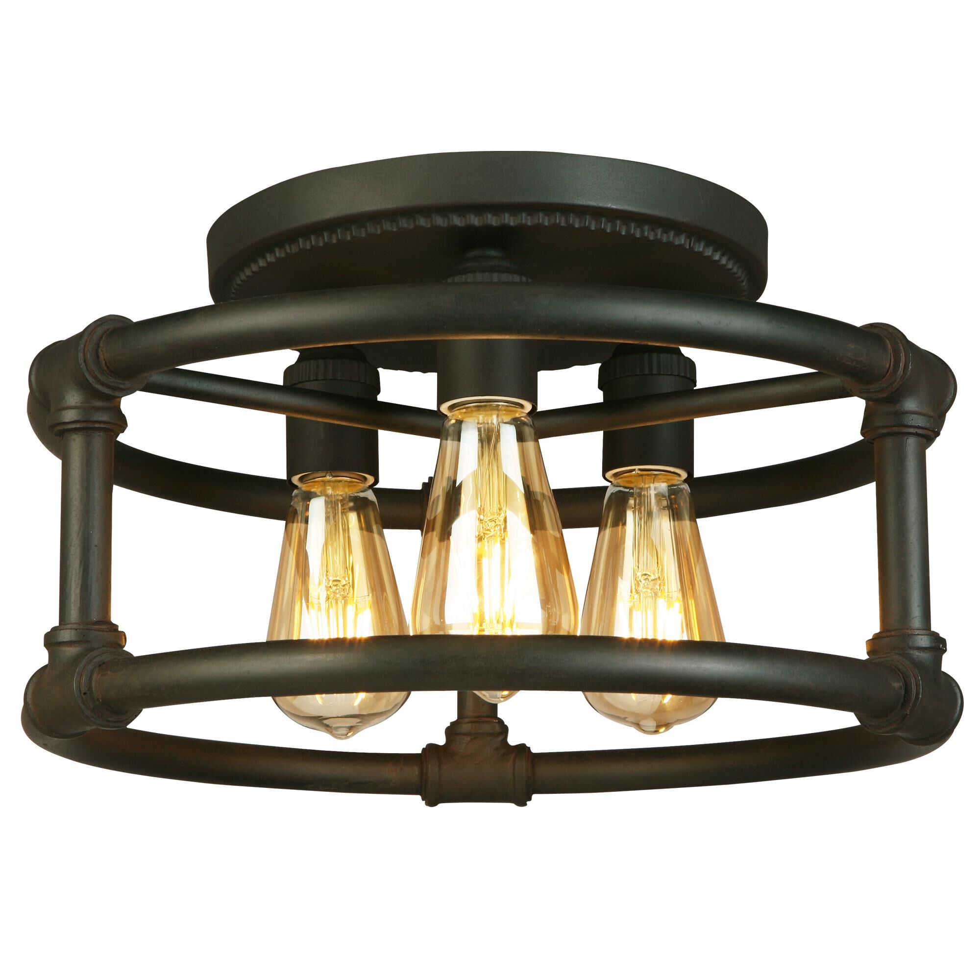 Eglo Wymer 15 Inch 3 Light Semi Flush Mount by Eglo Lighting